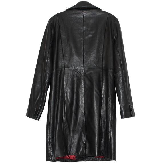 Pelle Studio Trench Coat Leather Y2K 90s Grunge Goth Minimalist Black Medium - Picture 3 of 16